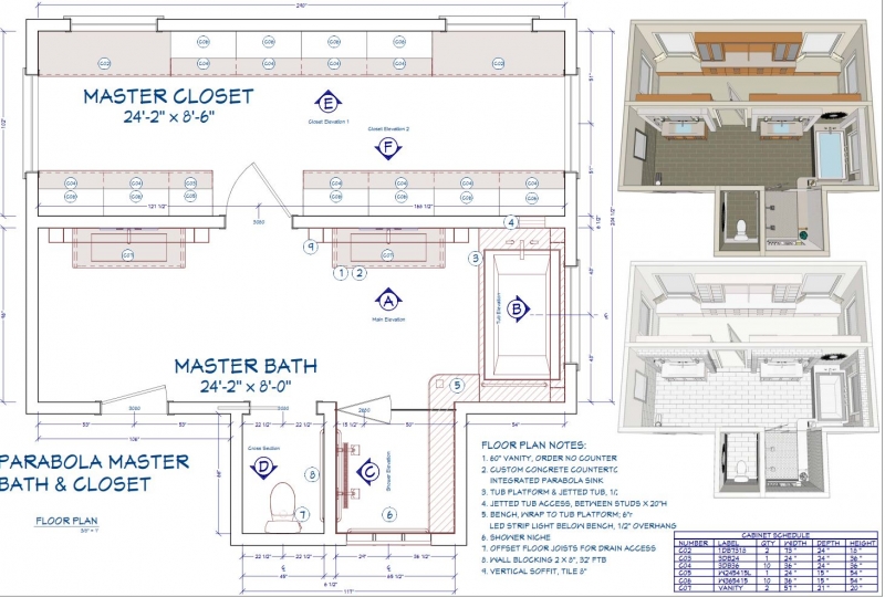 Interior design floor plan drawing for a primary suite