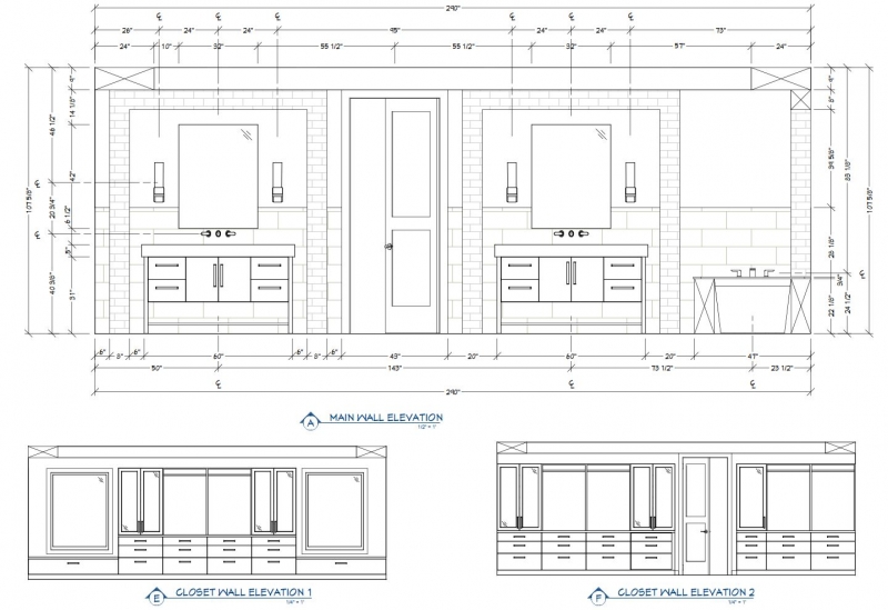 Cabinetry and vanity elevation drawings